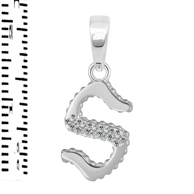 Cubic Zirconia Alphabet S Pendant CUZ-RDA-175.