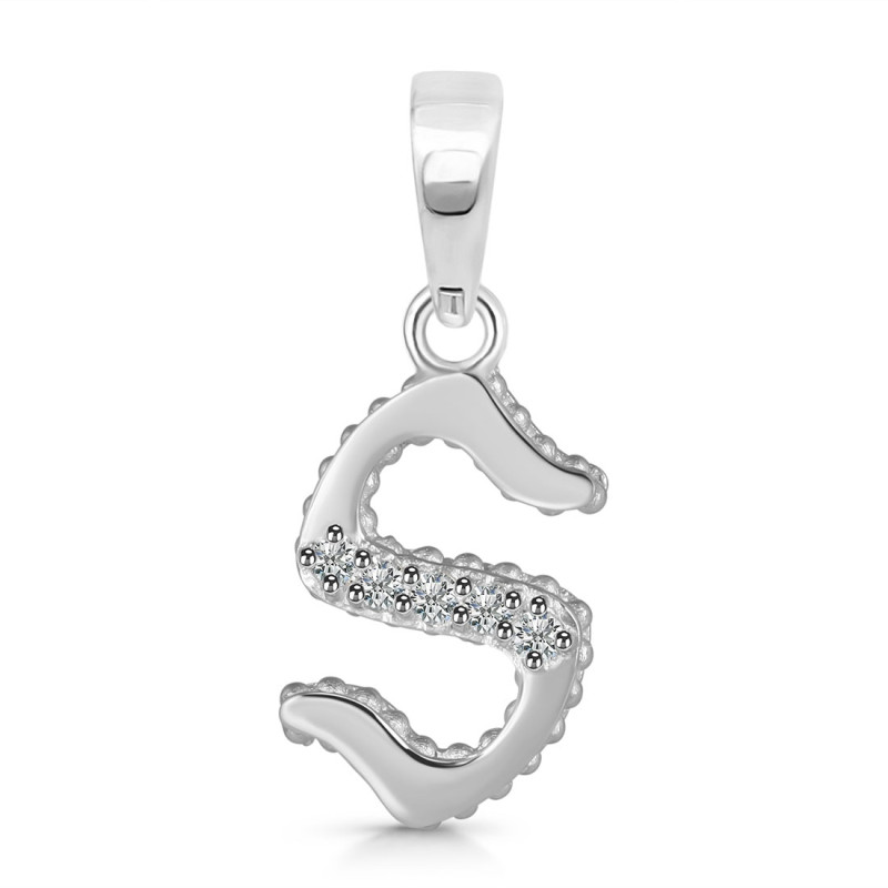 Cubic Zirconia Alphabet S Pendant CUZ-RDA-175.