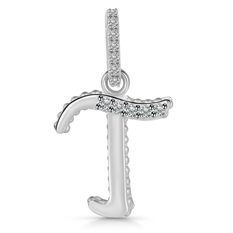 Cubic Zirconia Alphabet T Pendant CUZ-RDA-202.