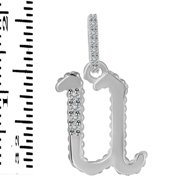 Cubic Zirconia Alphabet U Pendant CUZ-RDA-203.