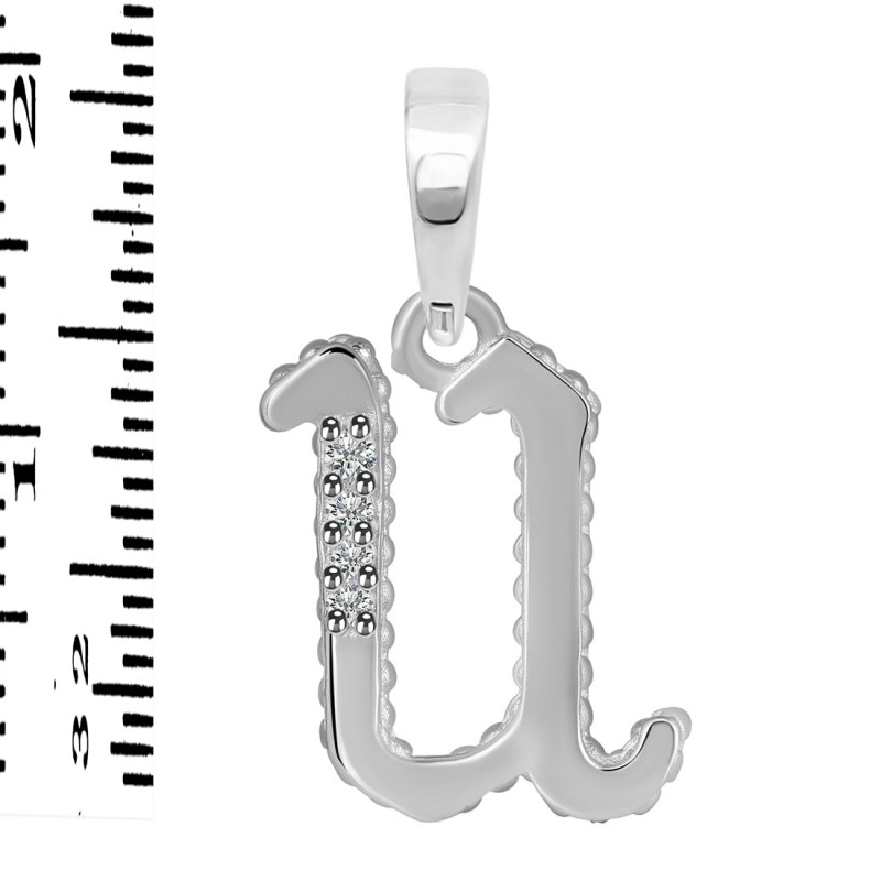 Cubic Zirconia Alphabet U Pendant CUZ-RDA-177.