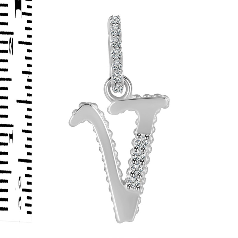 Cubic Zirconia Alphabet V Pendant CUZ-RDA-204.