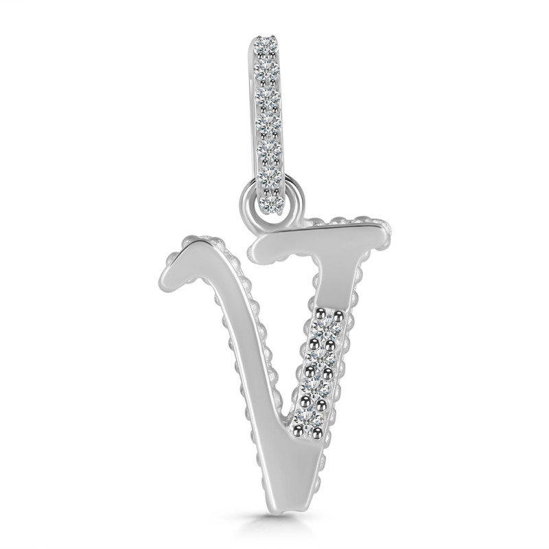 Cubic Zirconia Alphabet V Pendant CUZ-RDA-204.