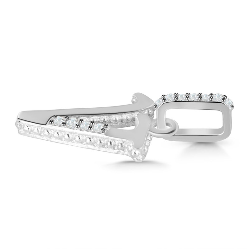 Cubic Zirconia Alphabet V Pendant