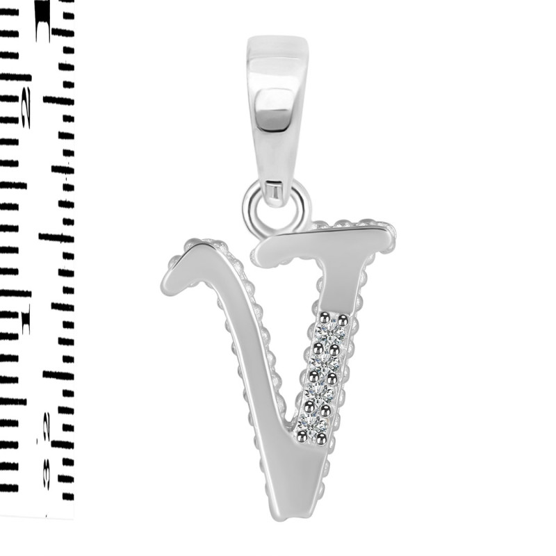Cubic Zirconia Alphabet V Pendant CUZ-RDA-178.