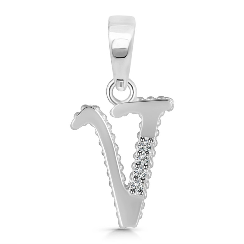 Cubic Zirconia Alphabet V Pendant CUZ-RDA-178.