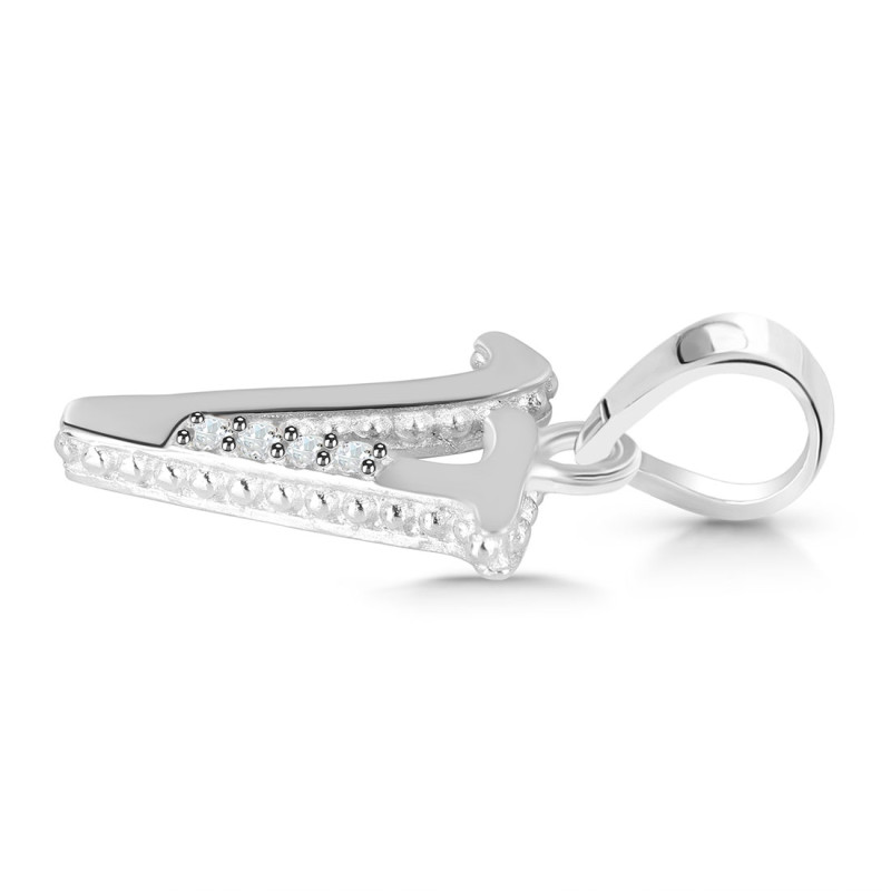 Cubic Zirconia Alphabet V Pendant