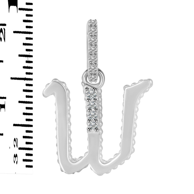 Cubic Zirconia Alphabet W Pendant CUZ-RDA-205.