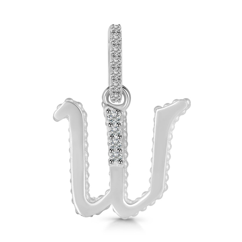 Cubic Zirconia Alphabet W Pendant CUZ-RDA-205.