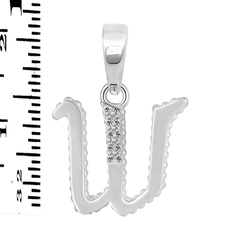 Cubic Zirconia Alphabet W Pendant CUZ-RDA-179.