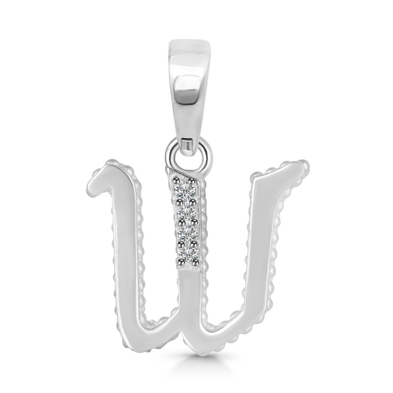 Cubic Zirconia Alphabet W Pendant CUZ-RDA-179.