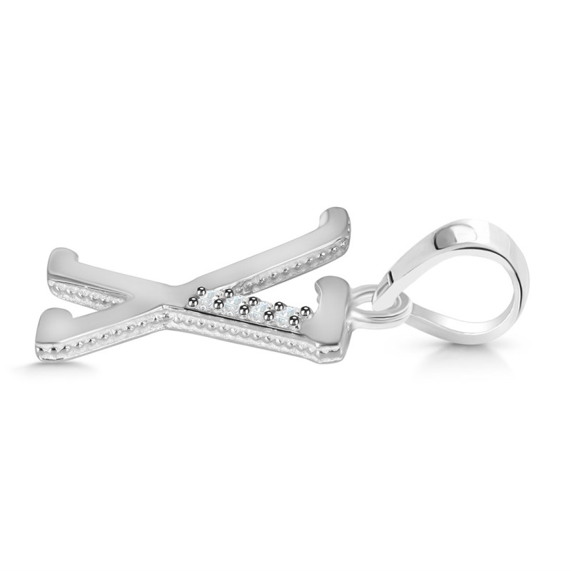 Cubic Zirconia Alphabet X Pendant