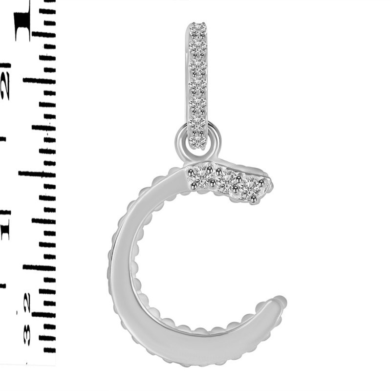 Cubic Zirconia Alphabet C Pendant CUZ-RDA-185.