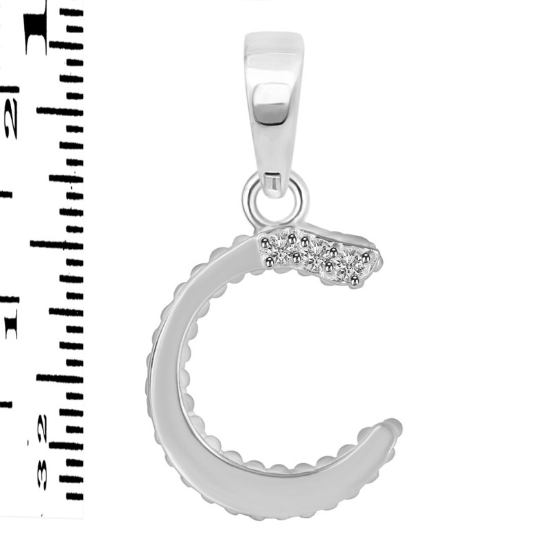 Cubic Zirconia Alphabet C Pendant CUZ-RDA-159.